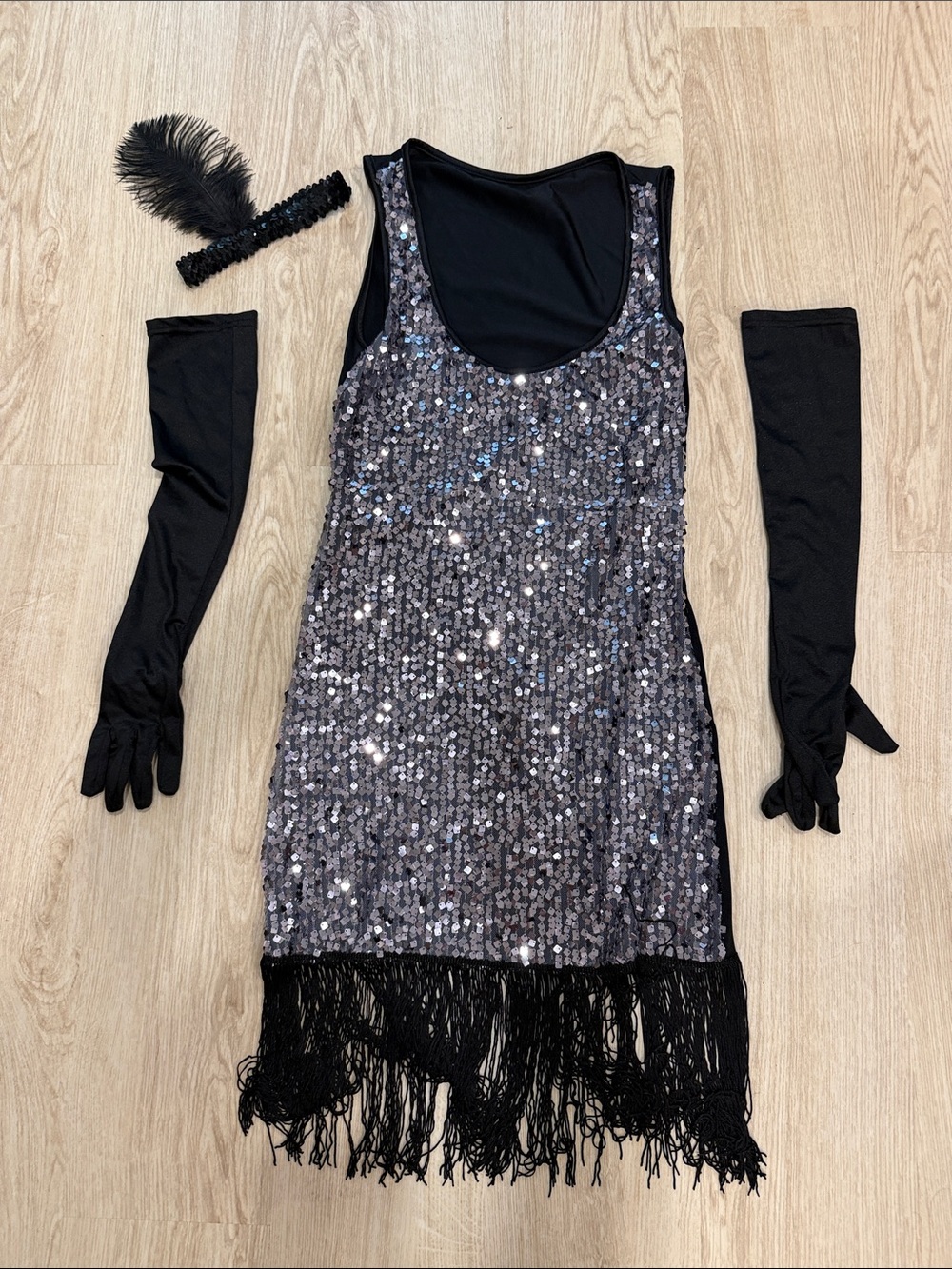 Sequin Fringe Sleeveless Party Dress - Black